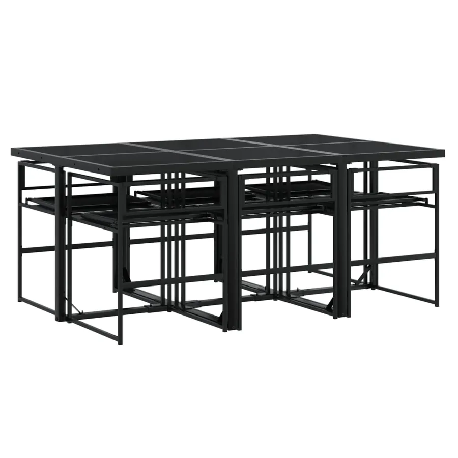 Ensemble à manger de jardin 7 pcs avec coussins noir textilène - 7