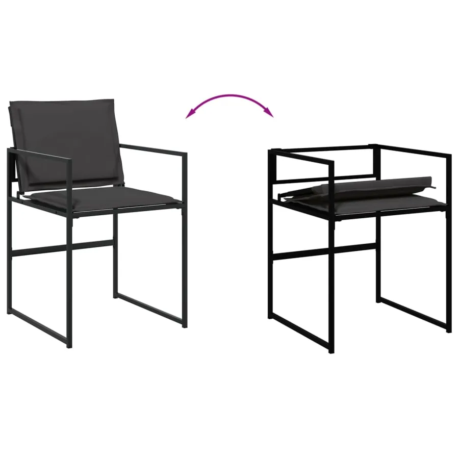 Ensemble à manger de jardin 7 pcs avec coussins noir textilène - 8