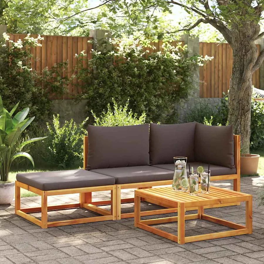 Canapé de jardin avec coussins 2 places Bois d'acacia et corde - 3
