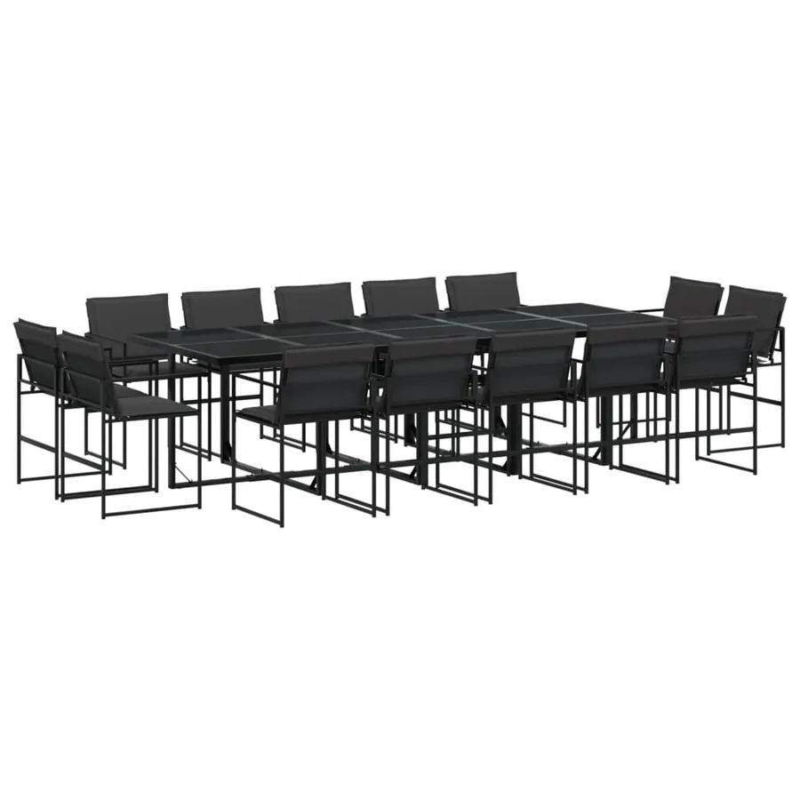 Ensemble à manger de jardin avec coussins 15 pcs noir textilène - 2