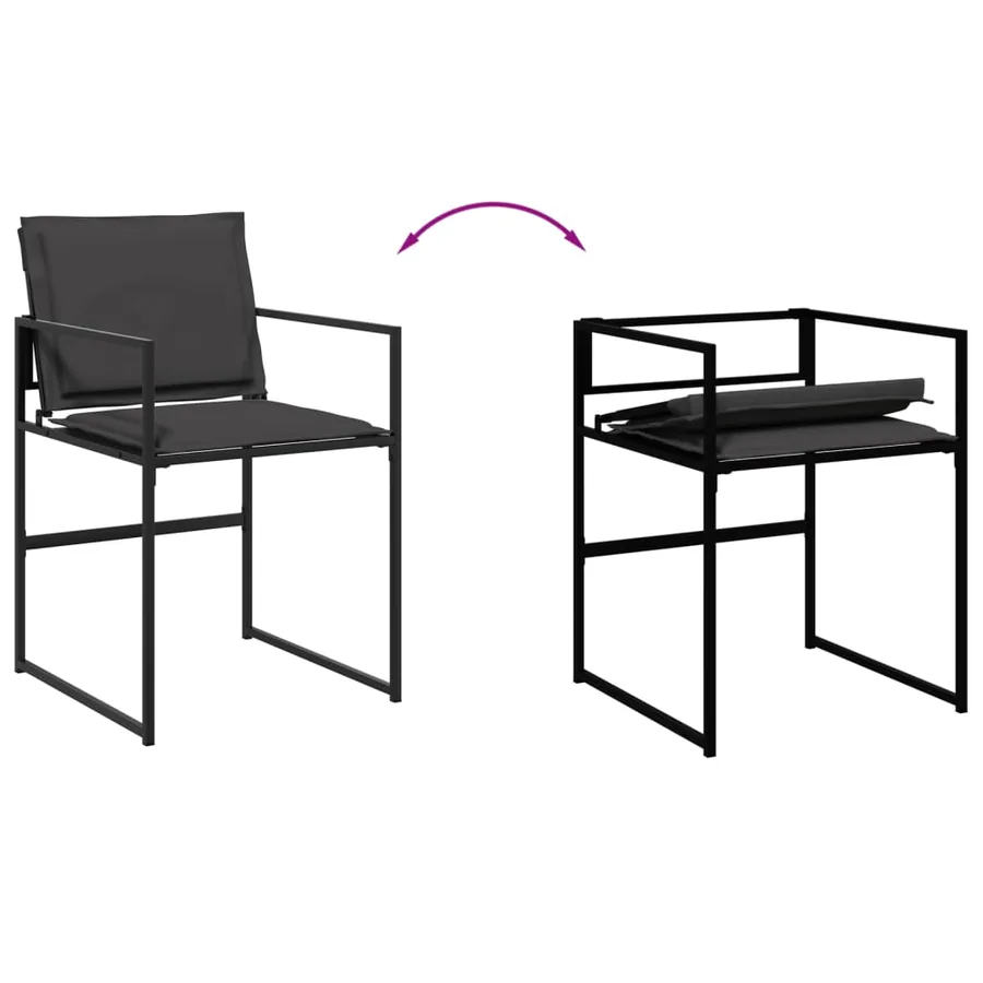 Ensemble à manger de jardin avec coussins 15 pcs noir textilène - 5