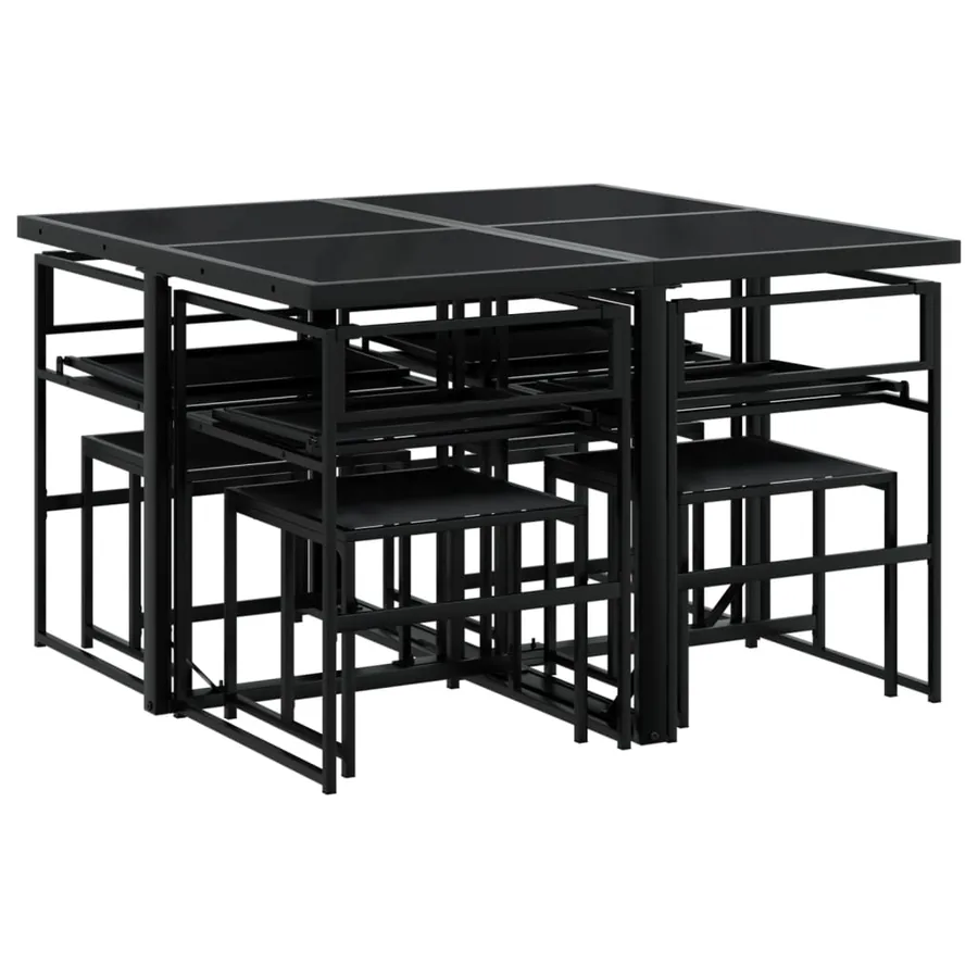 Ensemble à manger de jardin avec coussins 9 pcs noir textilène - 6