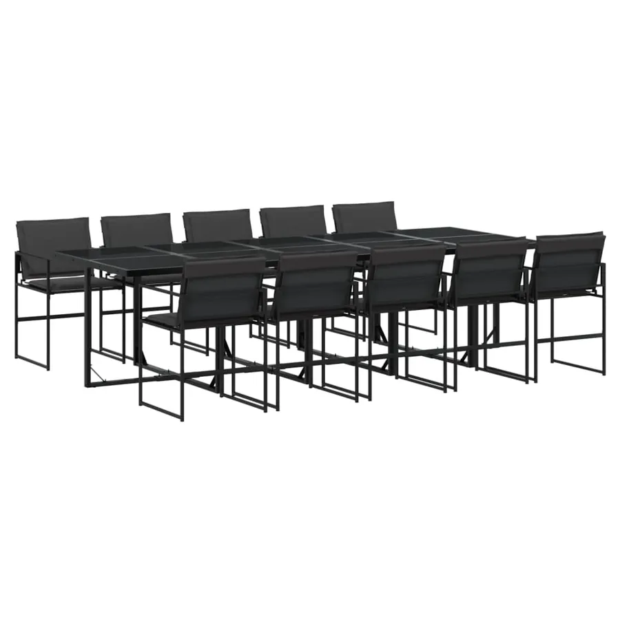 Ensemble à manger de jardin avec coussins 11 pcs noir textilène - 2