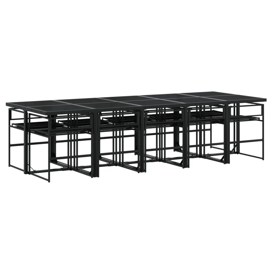 Ensemble à manger de jardin avec coussins 11 pcs noir textilène - 7