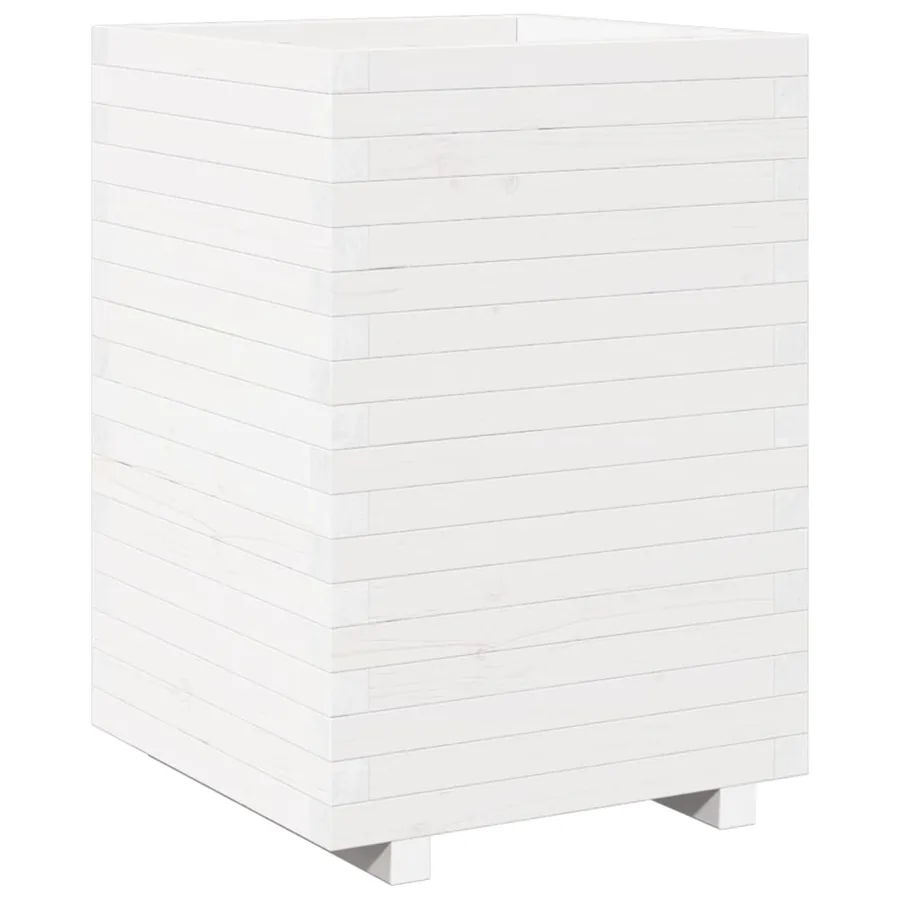 Jardinière blanc 50x50x72,5 cm bois de pin massif - 2