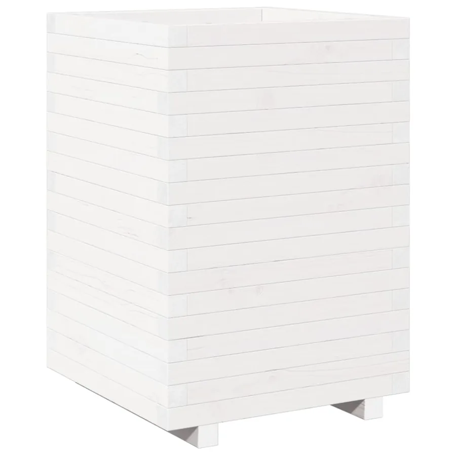 Jardinière blanc 50x50x72,5 cm bois de pin massif - 7