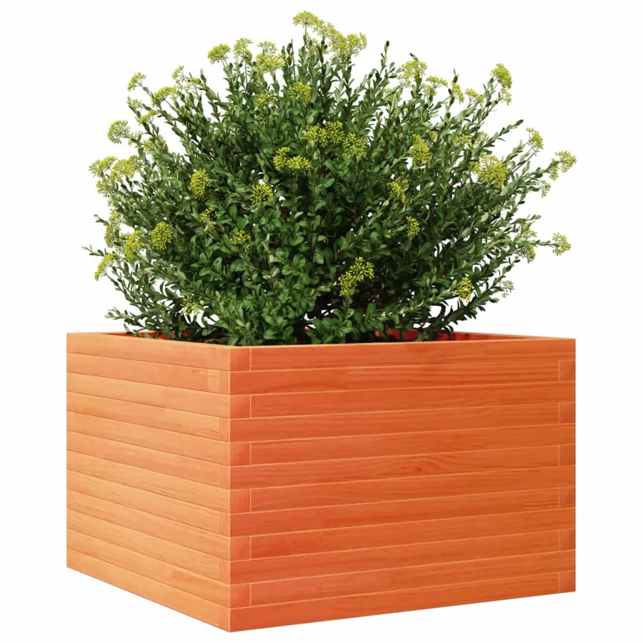 Jardinière cire marron 70x70x45,5 cm bois de pin massif - 4