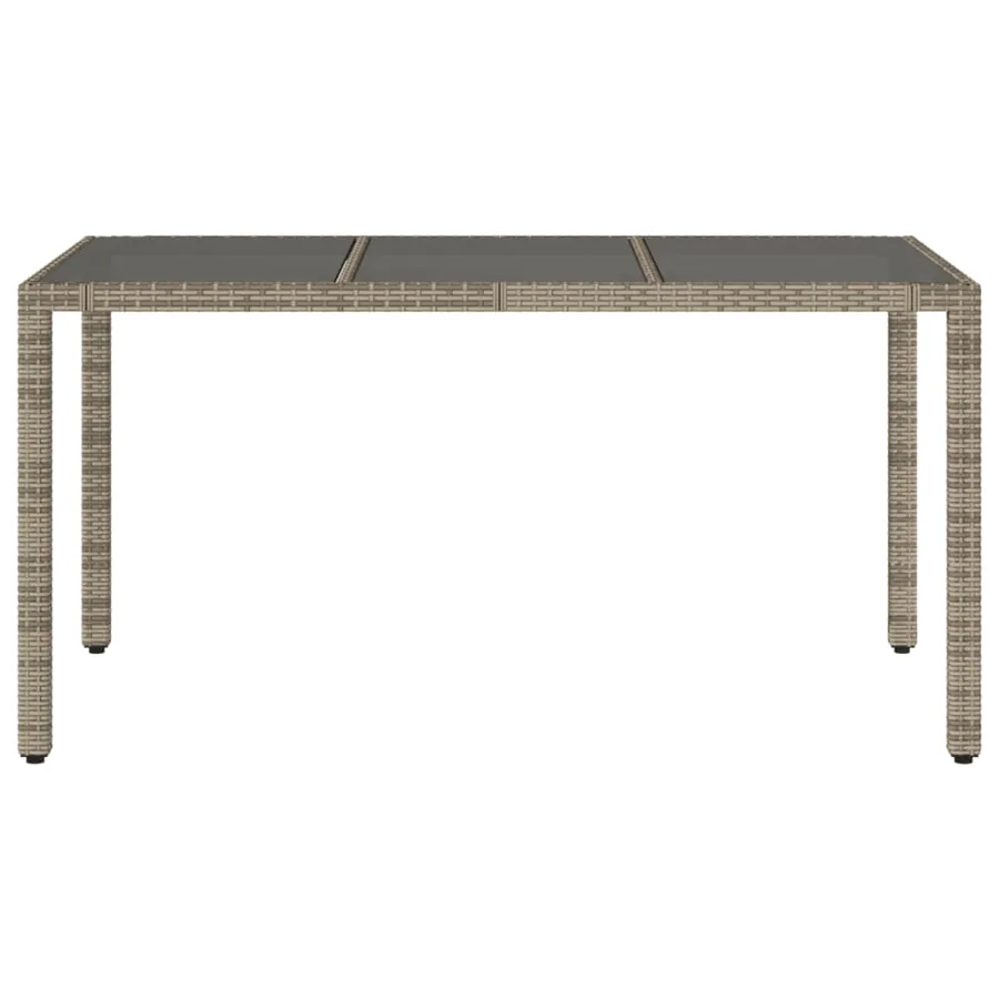 Table de jardin dessus en verre Gris 150x90x75cm Résine tressée - 4