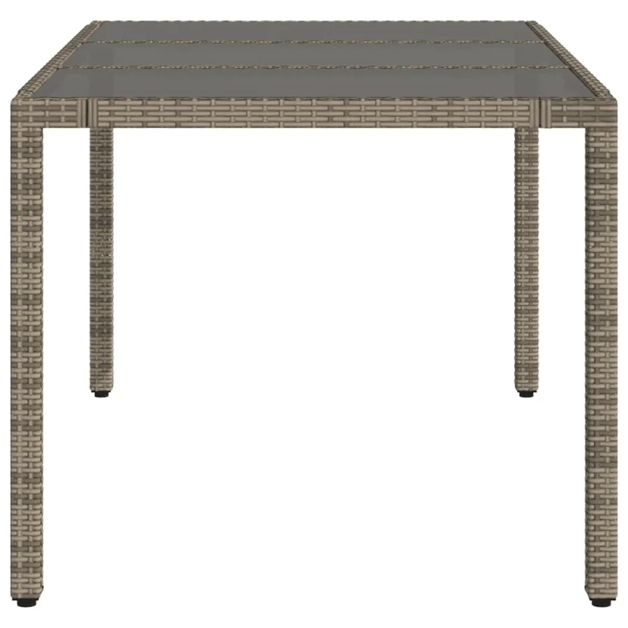 Table de jardin dessus en verre Gris 150x90x75cm Résine tressée - 5