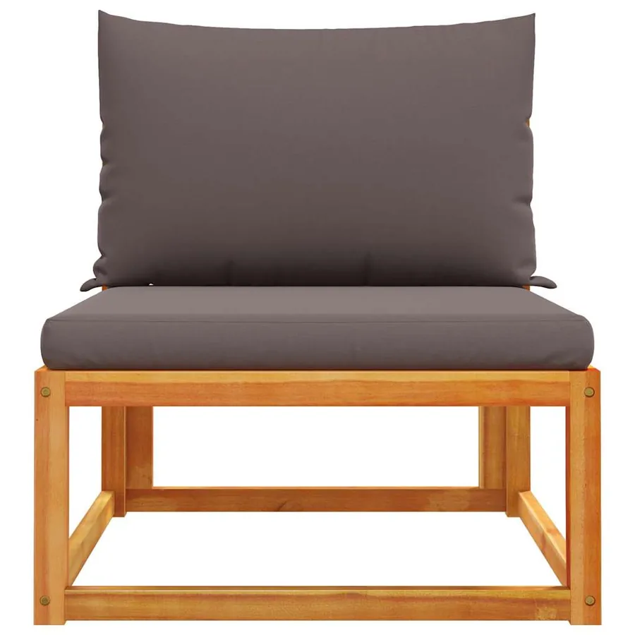 Canapé de jardin sans accoudoirs avec coussins en bois d'acacia et corde - 4