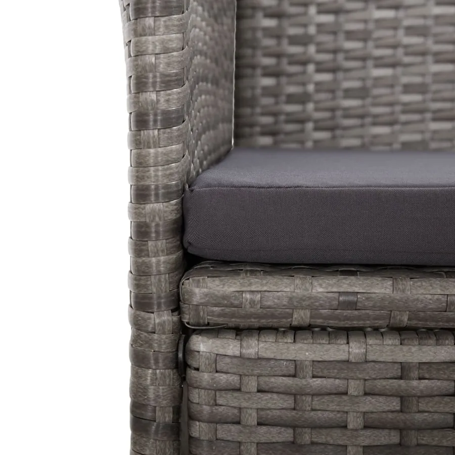 Ensemble à manger de jardin 11pcs avec coussins gris poly rotin - 5