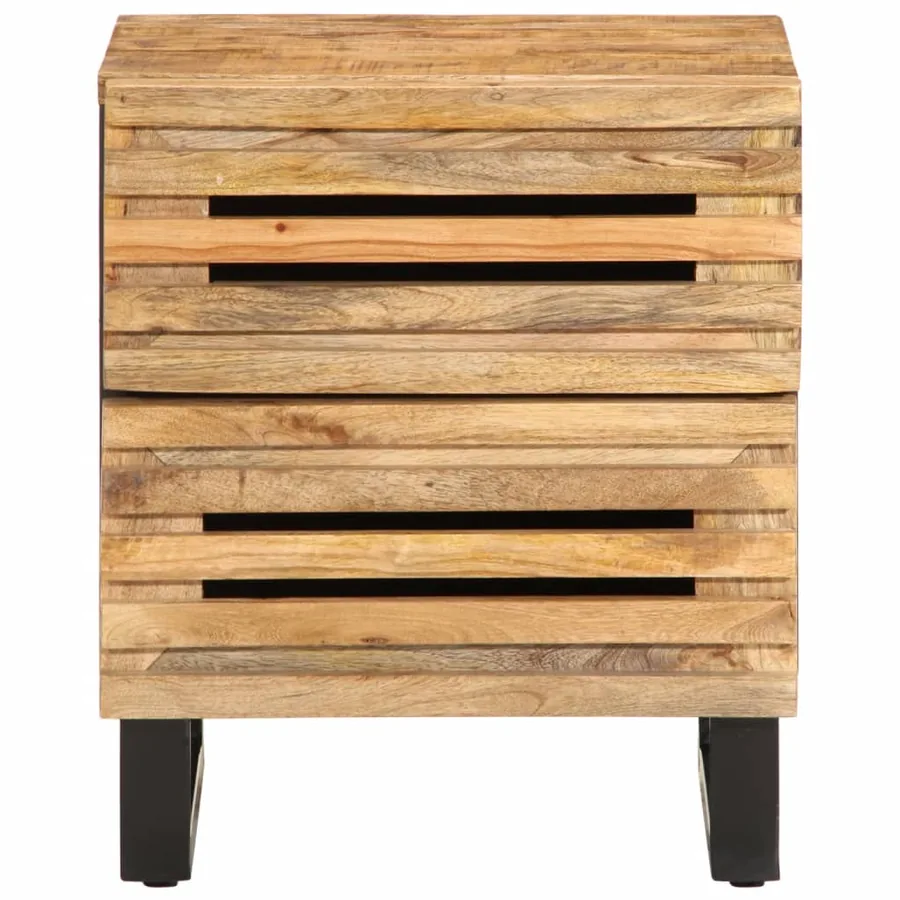 Table de chevet 40x34x46 cm bois de manguier massif brut - 2