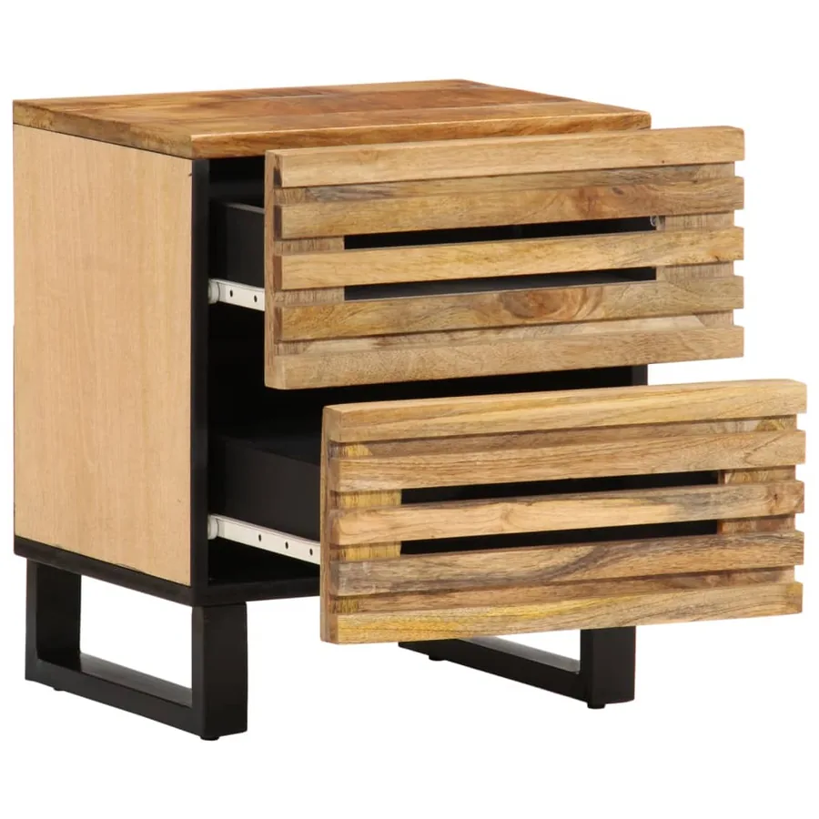 Table de chevet 40x34x46 cm bois de manguier massif brut - 3