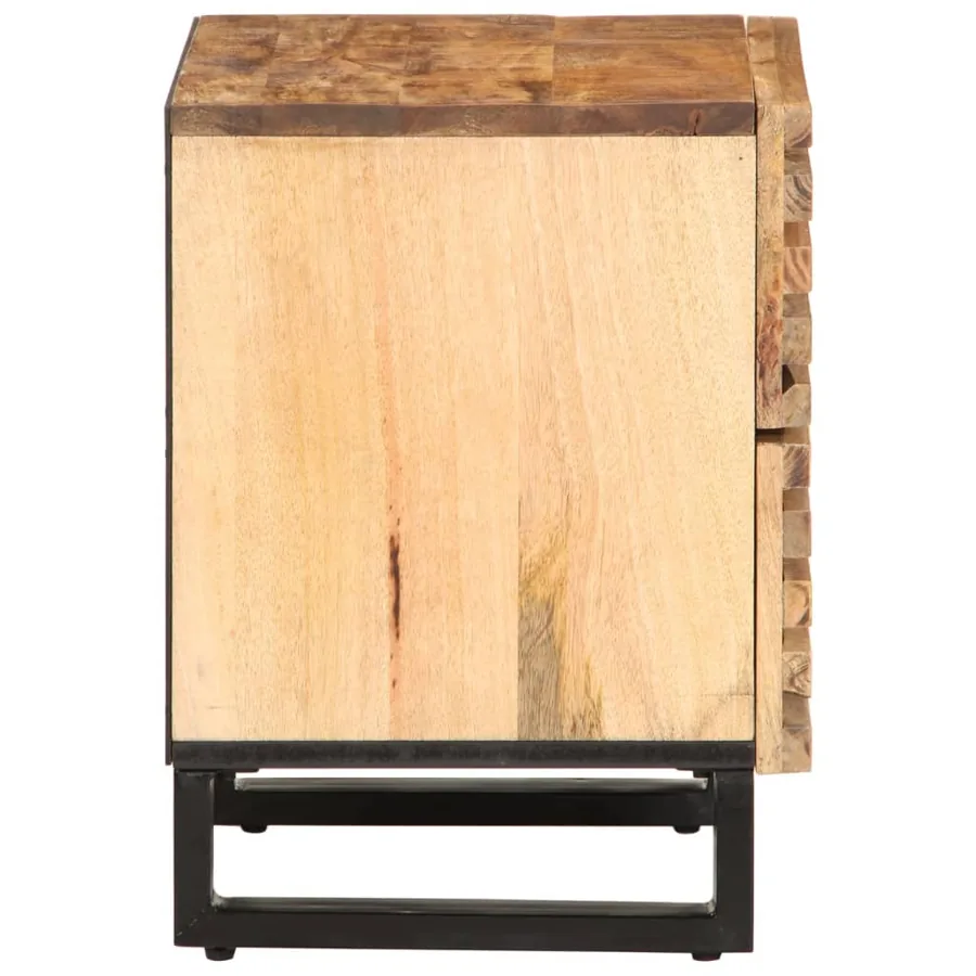 Table de chevet 40x34x46 cm bois de manguier massif brut - 4