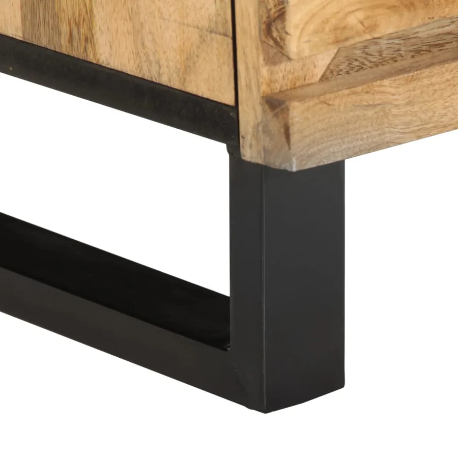 Table de chevet 40x34x46 cm bois de manguier massif brut - 7