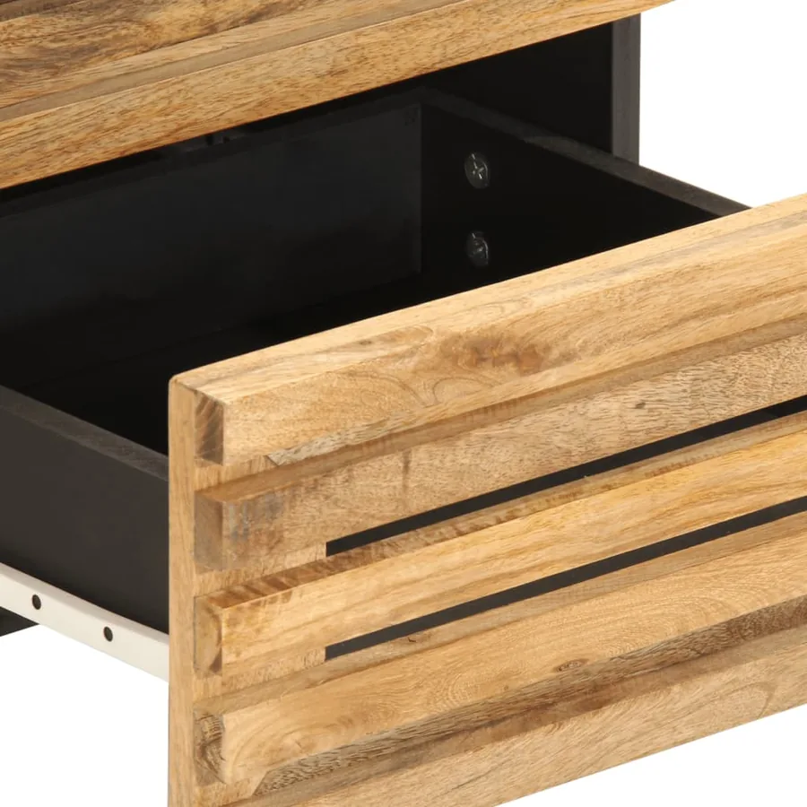 Table de chevet 40x34x46 cm bois de manguier massif brut - 8