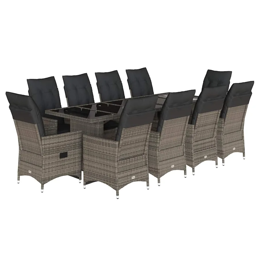 Ensemble de bistro de jardin 11 pcs coussins gris poly rotin - 2
