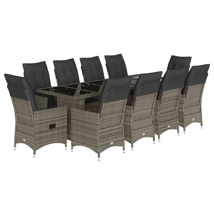 Ensemble de bistro de jardin 11 pcs coussins gris poly rotin - 2