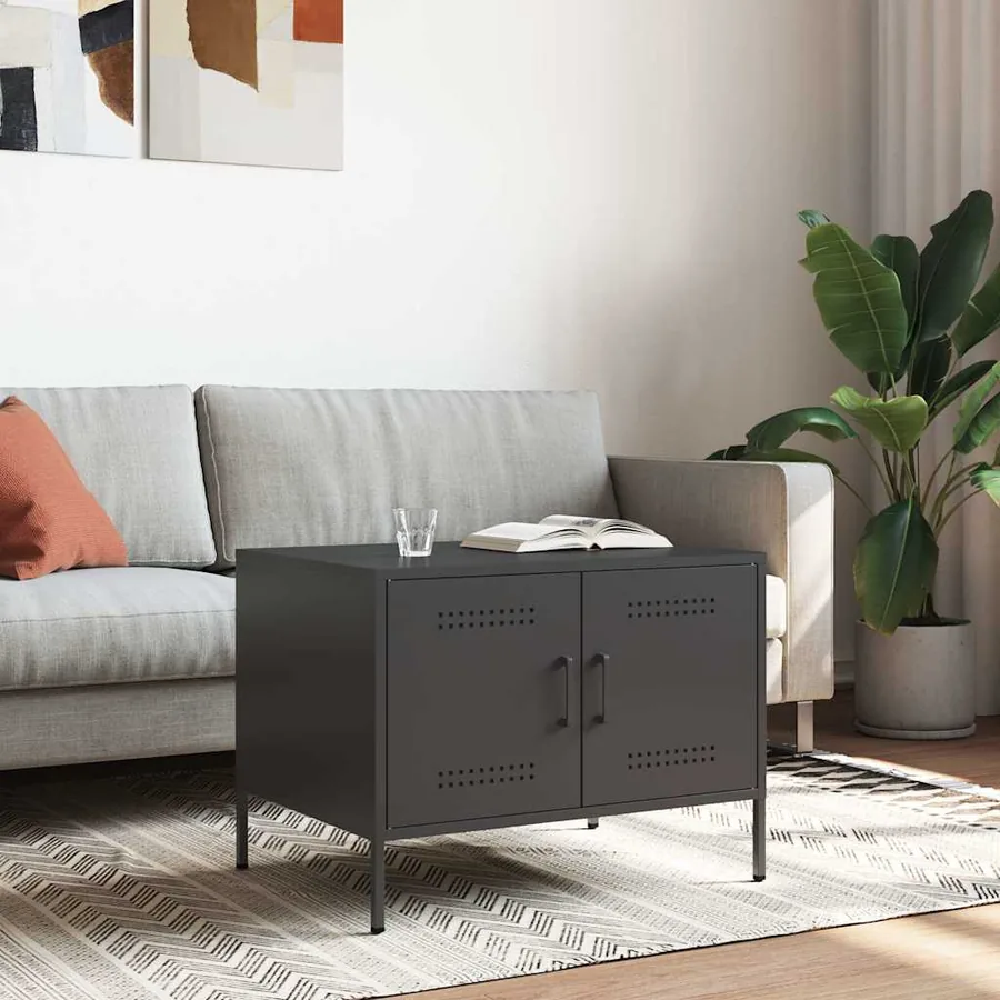 Table basse noir 68x50x50,5 cm acier