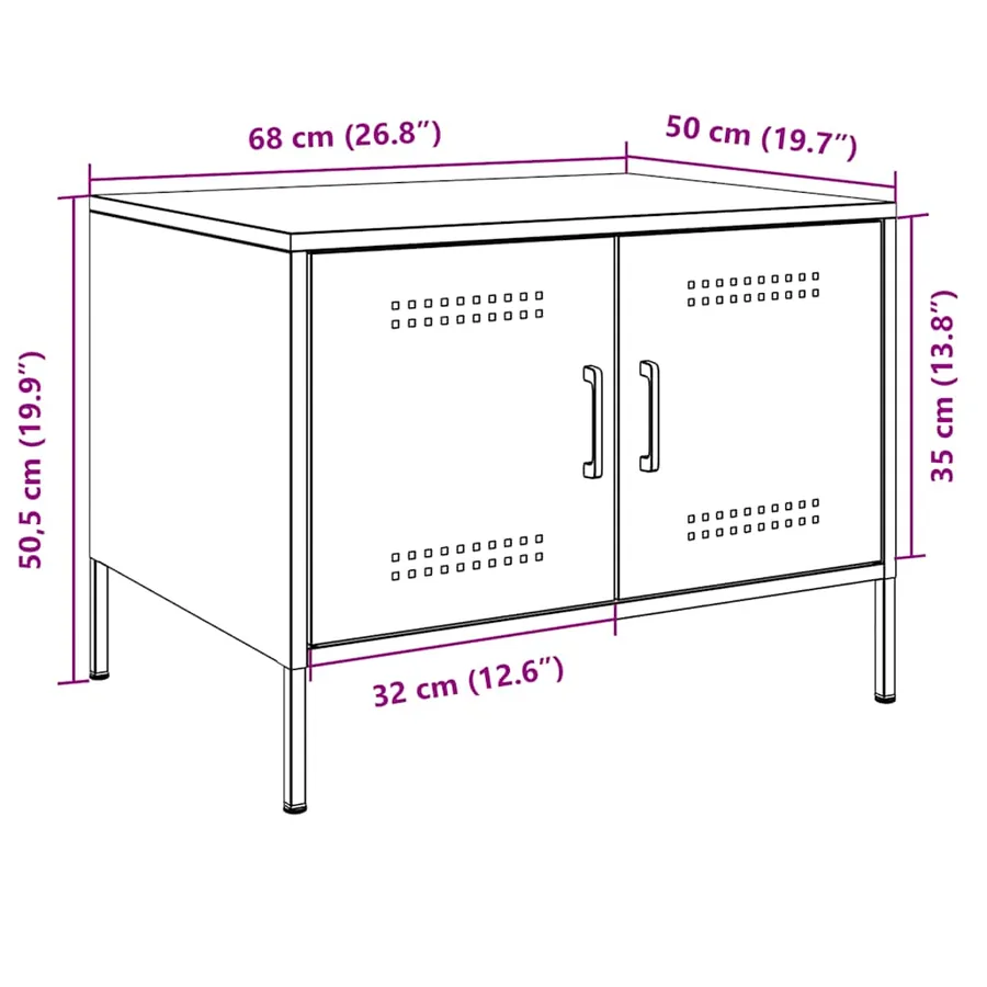 Table basse noir 68x50x50,5 cm acier - 12