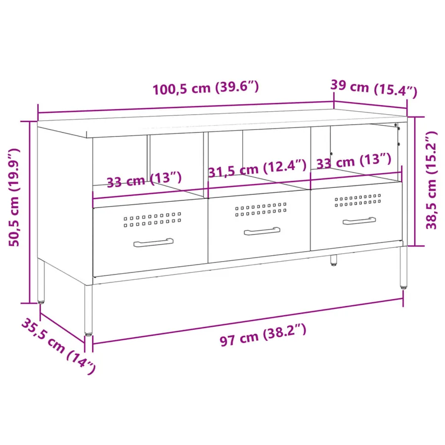 Meuble TV jaune moutarde 100,5x39x50,5 cm acier - 13