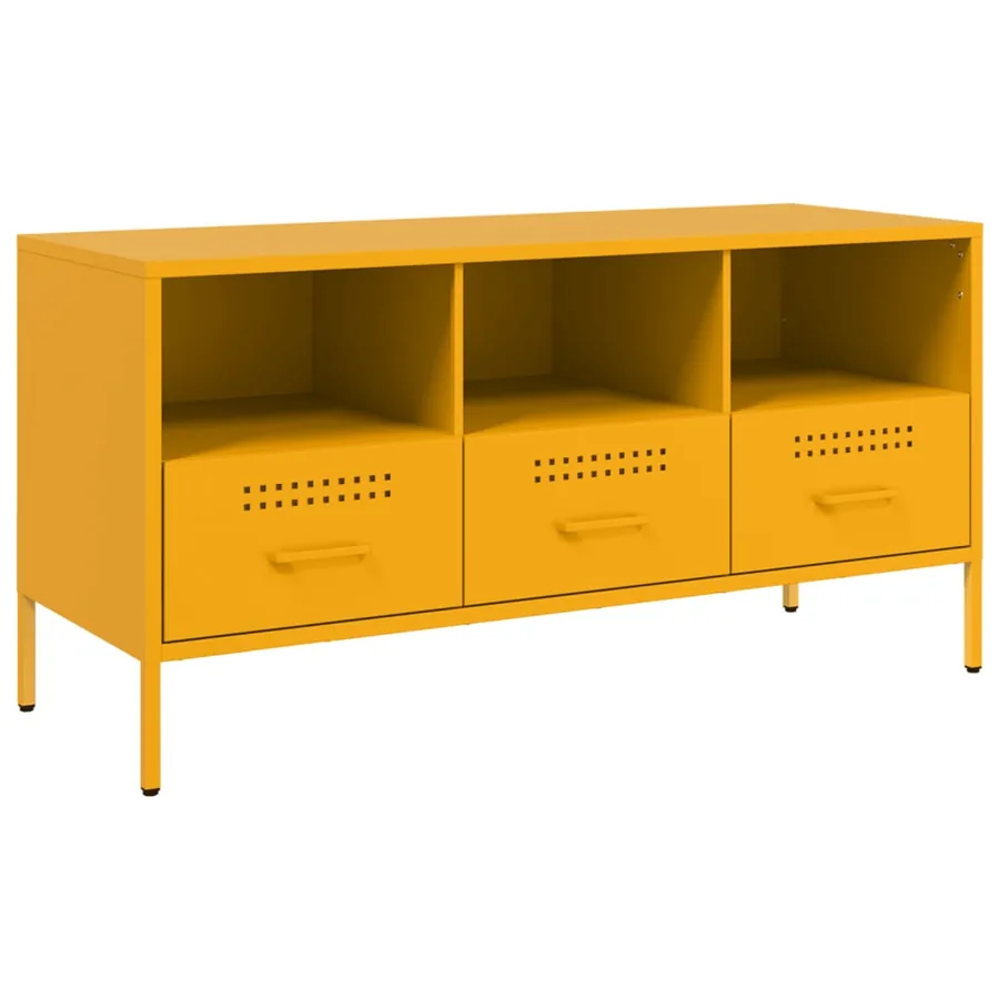 Meuble TV jaune moutarde 100,5x39x50,5 cm acier - 2