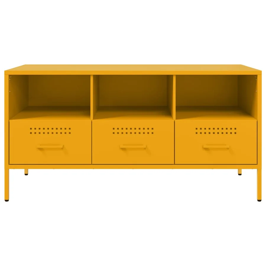 Meuble TV jaune moutarde 100,5x39x50,5 cm acier - 6