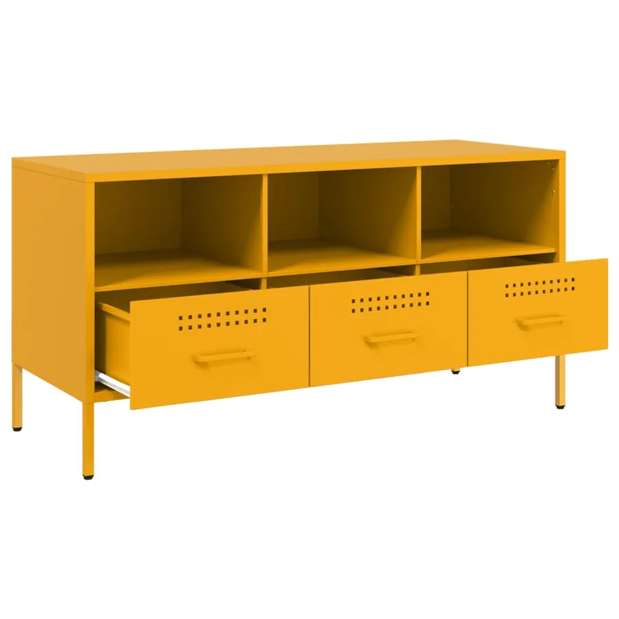 Meuble TV jaune moutarde 100,5x39x50,5 cm acier - 9