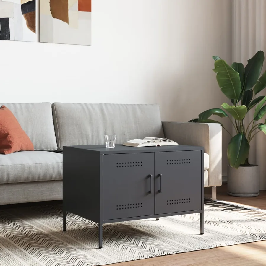 Table basse anthracite 68x50x50,5 cm acier - 2