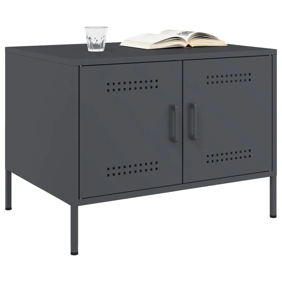 Table basse anthracite 68x50x50,5 cm acier - 3
