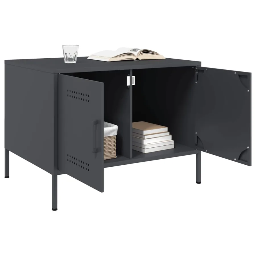 Table basse anthracite 68x50x50,5 cm acier - 4