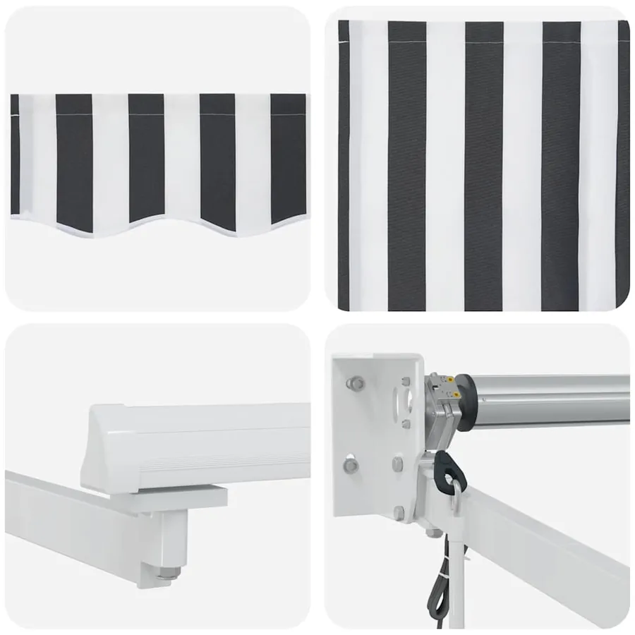 Auvent rétractable anthracite et blanc 4x3 m tissu et aluminium - 9