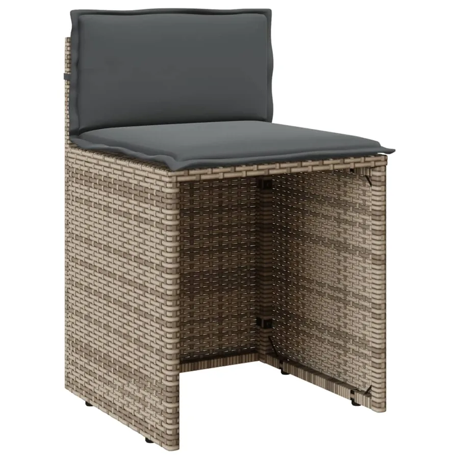 Ensemble de bistro 3 pcs avec coussins gris résine tressée - 5