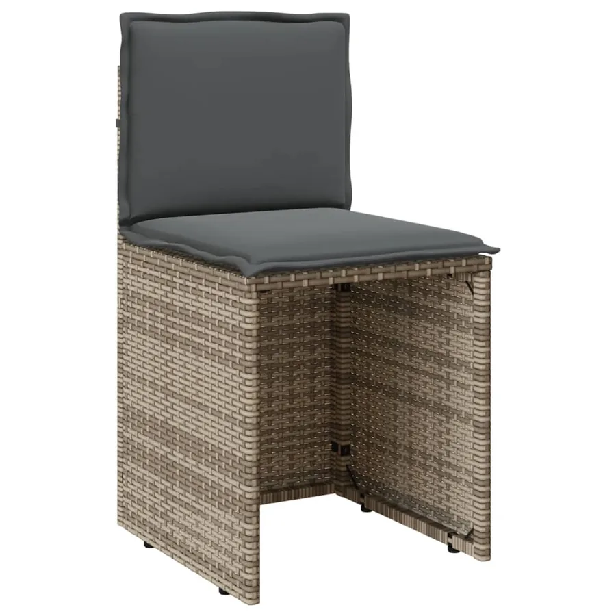 Ensemble de bistro 3 pcs avec coussins gris résine tressée - 6
