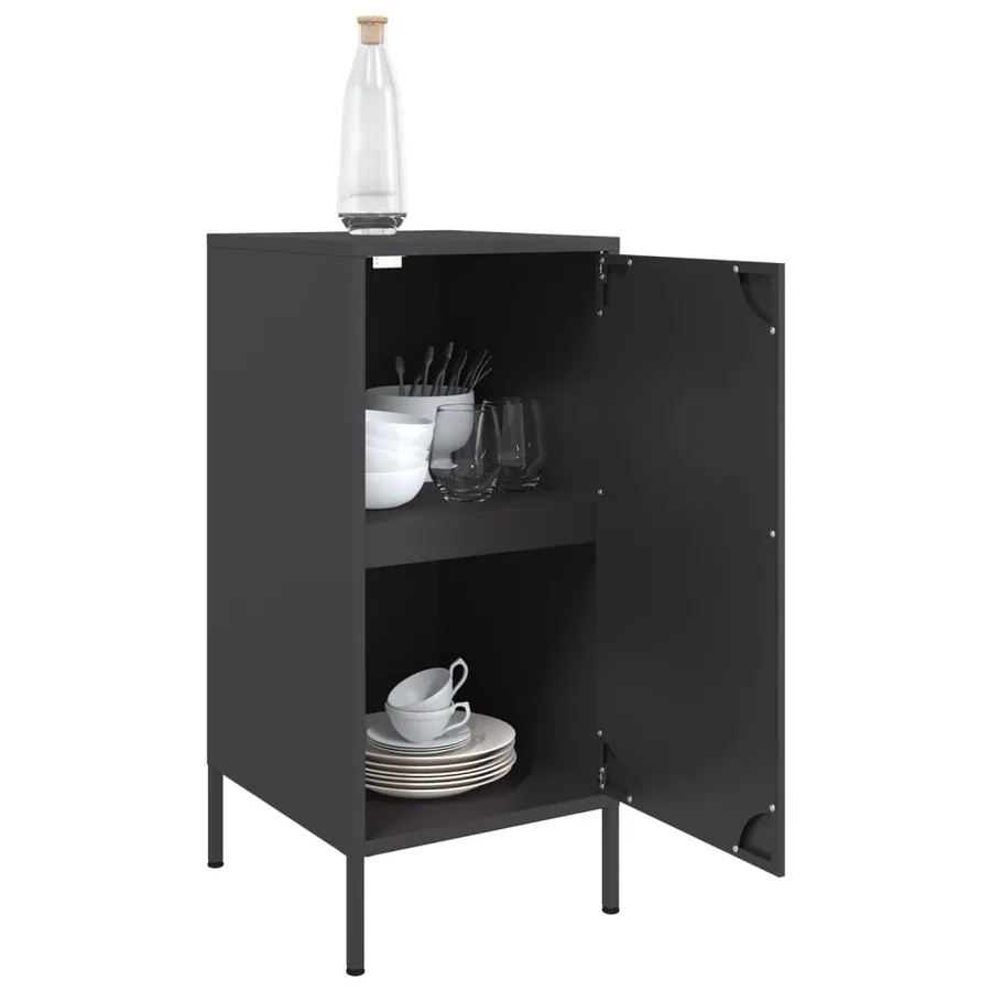 Buffets 2 pcs noir 36x39x79 cm acier - 5