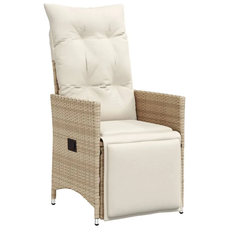 Ensemble à manger de jardin et coussins 7 pcs beige poly rotin - 5