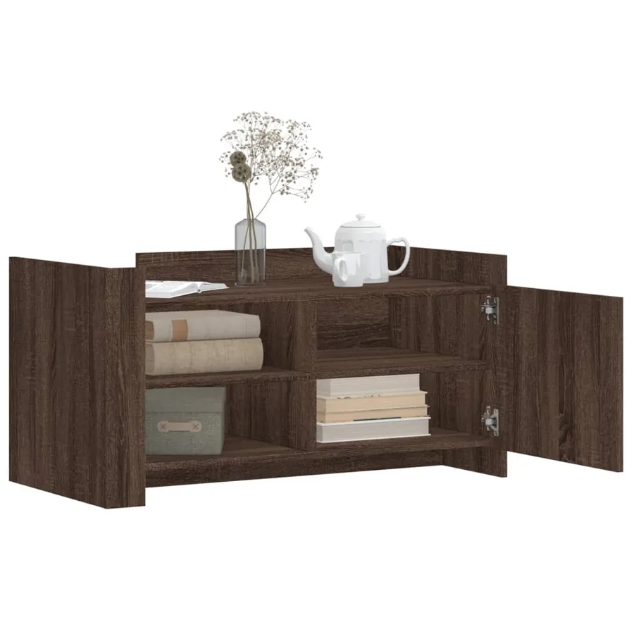 Table basse chêne marron 100x50x50 cm bois d'ingénierie - 3