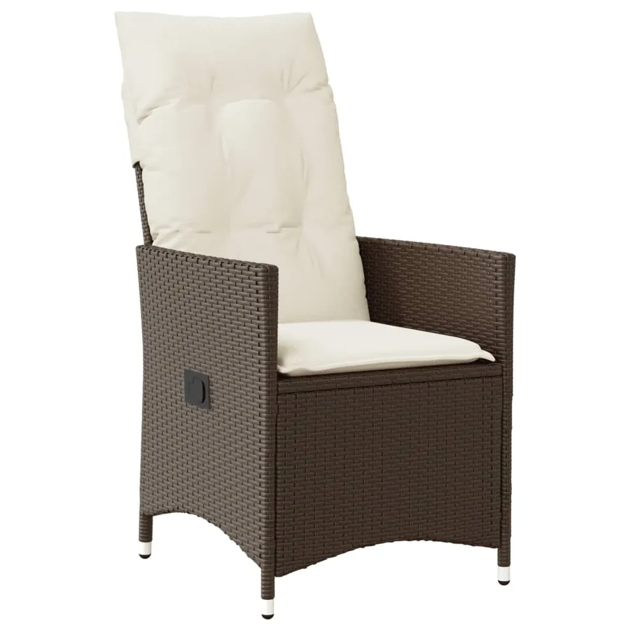 Ensemble à manger de jardin 5 pcs et coussins marron poly rotin - 3