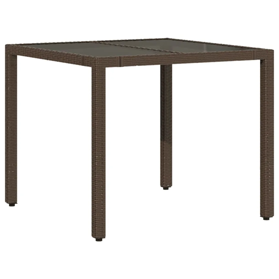 Ensemble à manger de jardin 5 pcs et coussins marron poly rotin - 4
