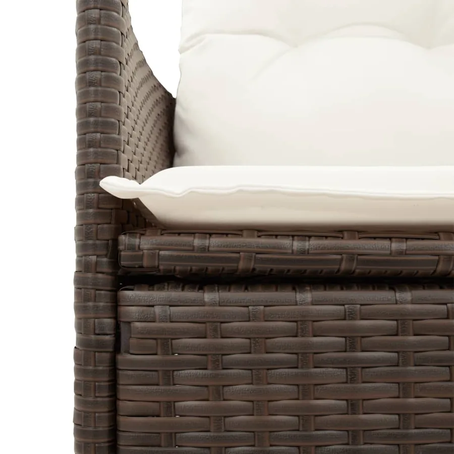 Ensemble à manger de jardin 5 pcs et coussins marron poly rotin - 5