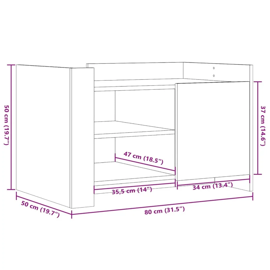 Table basse blanc 80x50x50 cm bois d'ingénierie - 11