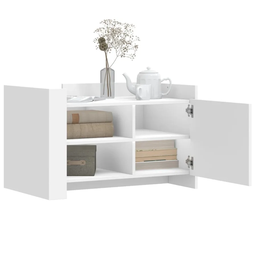 Table basse blanc 80x50x50 cm bois d'ingénierie - 3
