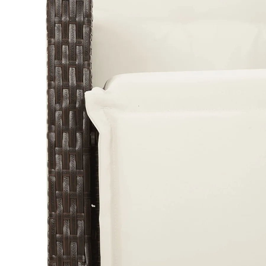 Ensemble de bistro de jardin 3 pcs coussins marron poly rotin - 5