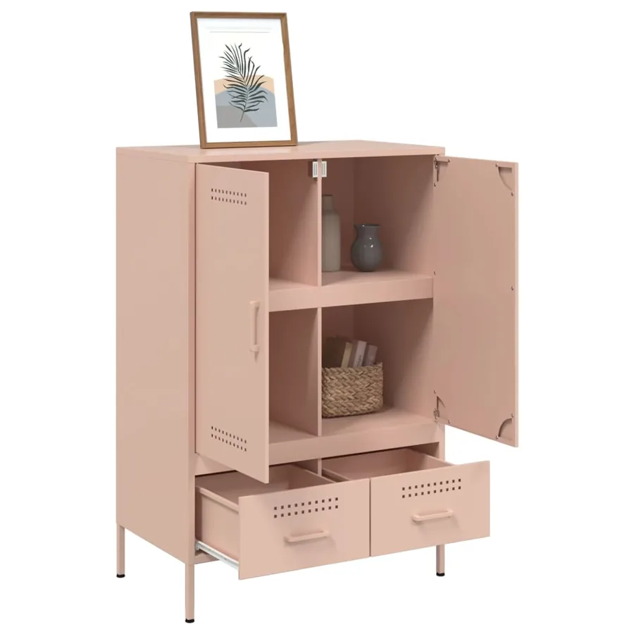 Buffet haut rose 68x39x101,5 cm acier - 5