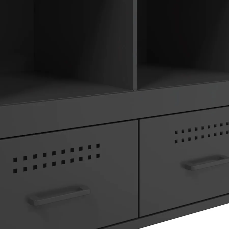 Buffet haut noir 68x39x101,5 cm acier - 11