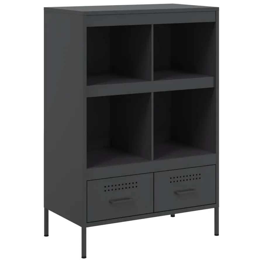 Buffet haut noir 68x39x101,5 cm acier - 2