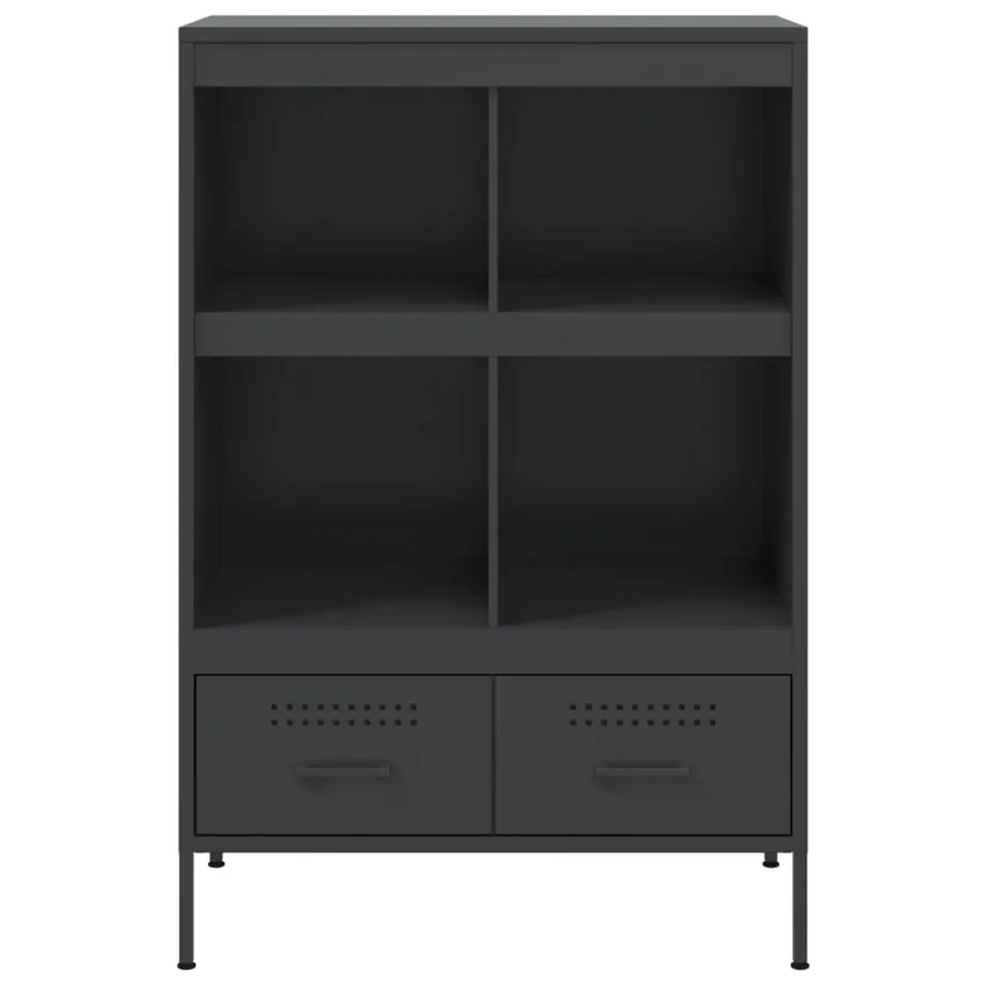 Buffet haut noir 68x39x101,5 cm acier - 6