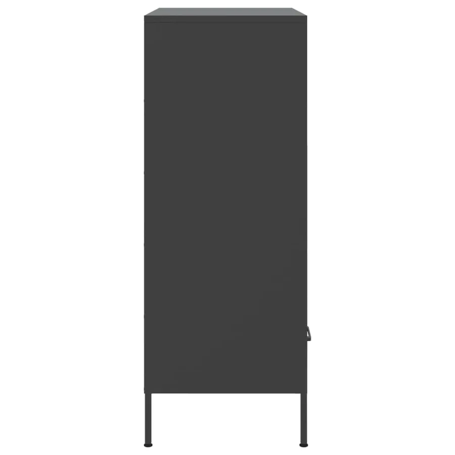 Buffet haut noir 68x39x101,5 cm acier - 7