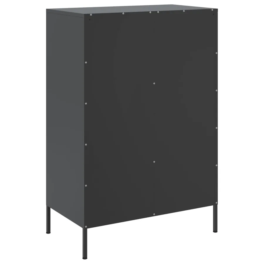 Buffet haut noir 68x39x101,5 cm acier - 8