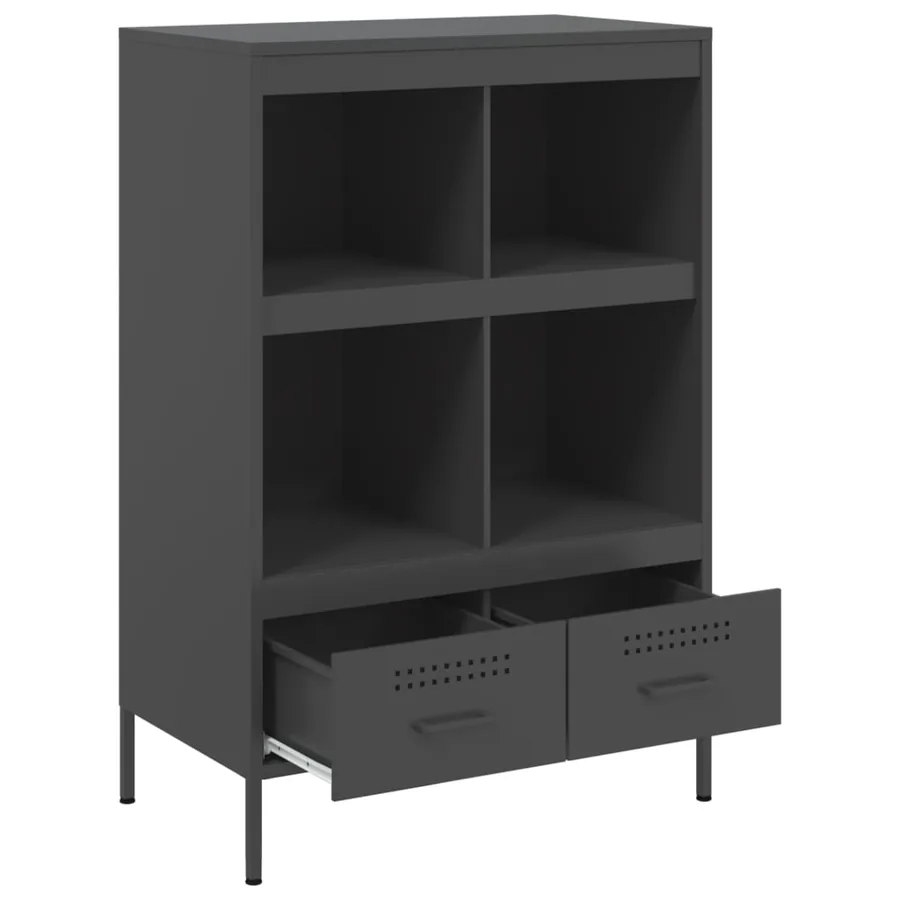 Buffet haut noir 68x39x101,5 cm acier - 9